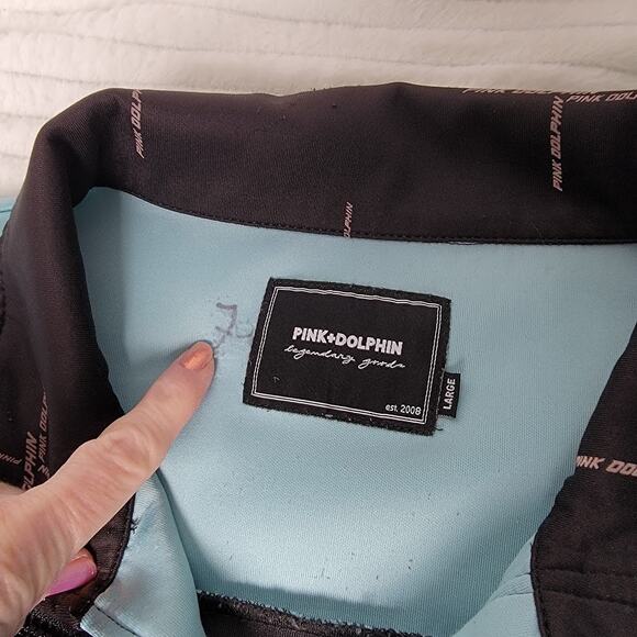 Pink Dolphin Jacket Men’s Large Black Teal Red Half Zip Pullover Streetwear - Picture 7 of 10